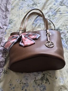 Michael Kors Brown Leather Tote .